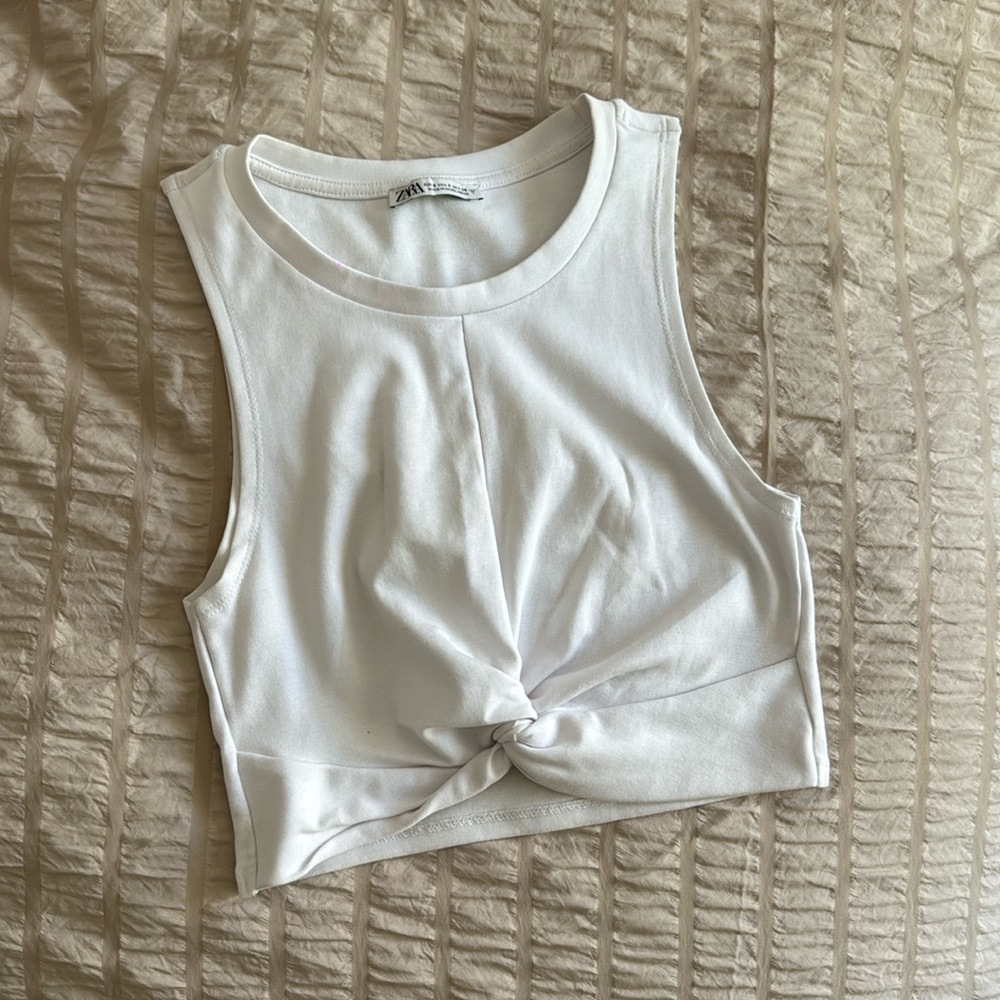 White Cropped Tank Top